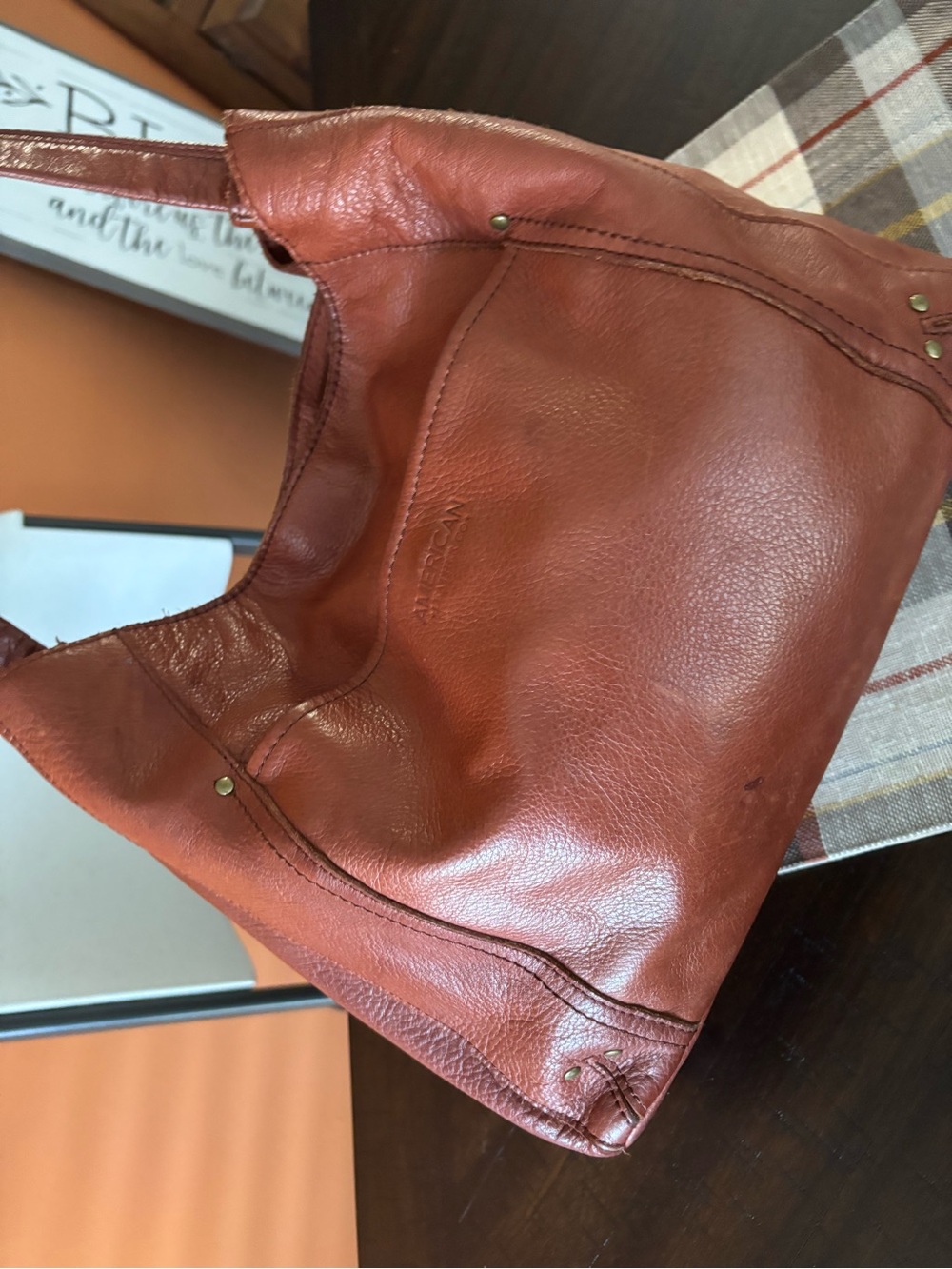 Soft American Leather Hobo Bag in Chestnut Brown